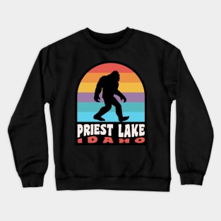 Priest Lake Idaho Bigfoot Sasquatch Camping Retro Crewneck Sweatshirt